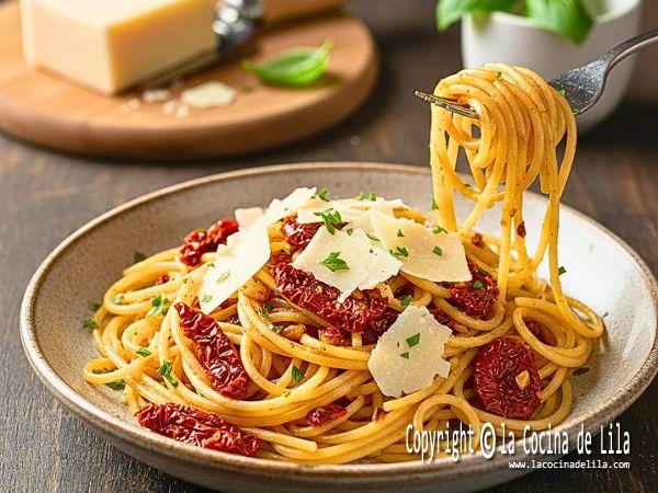 espagueti con tomates secos