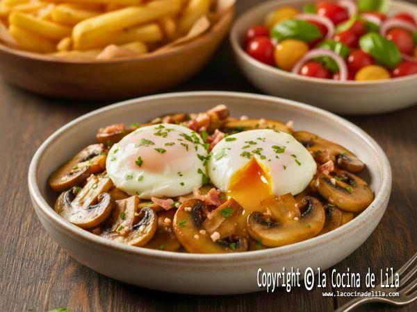 huevos con champinones