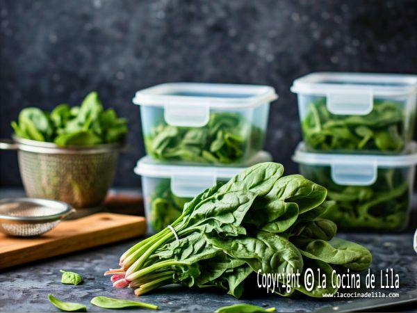 como congelar espinacas