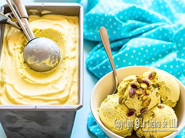 Helado de pistacho casero cremoso